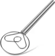 Danish Dough Whisk with Stainless Steel Hook Dutch Style Bread Mixer for Sourdou