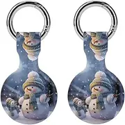 2PCS for Winter Snowman Air Tag Holder Case Waterproof & Shockproof Anti-Scratch Protective Air Tag Cover with Keychain Ring Silicone Tags Holders for Luggage, Backpack, Keys, Pet
