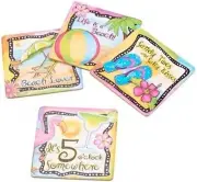 Set of 4 Different Corked Backed Coasters (approx.4"x4") SUMMER, BEACH THEME, HL