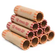 Preformed Coin Wrappers Rolls - 144 Assorted 72 Each of Pennies and Quarters ...