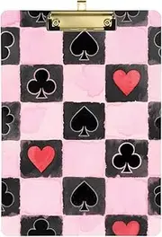 Spades Black and Pink Checkerboard clipboards Plastic Plastic for Soccer Truck Driver Tablas para escribir Size 9 x 12
