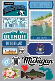 3 Pack Reminisce Jet Setters 3.0 State Dimensional Stickers-Michigan JET-021