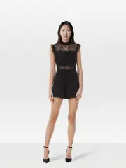 Black Lace Detail Sleeveless Playsuit