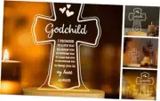 Baptism Gift for Kids, Cross Wooden Night Light Novelty Illusion Lamp for