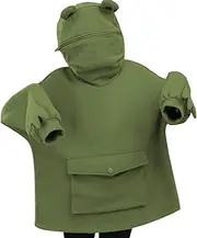 [Quantu] Womens Cute Frog Hoodies, Unisex Frog Hoodie Zipper Mouth Cosplay Costume Pullover Sweatshirt with Pocket