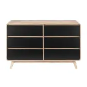 Robin Mid Century Chest of 6-Drawers Dresser Storage Cabinet - Black