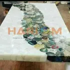 6'x3' White Quartz Stone Mix Agate Dining Table Top Interior Hallway Decor A104B