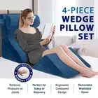 4PCS Bed Wedge Pillow Head Neck Back Support Cushion Memory Foam Leg Elevation