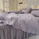 純色大花邊磨毛床裙組 花邊奶油色床包 素色床單 床罩組 單人床包 雙人/加大床包 寢具 床組 床裙四件組