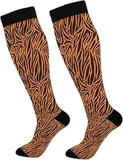 [Yoogain] Orange Stripesrelief compression sock for runners for women mujer, Orange Stripes