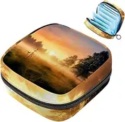 Period Bag,Sanitary Napkin Storage Bag,Field Forest Scene Tree,Tampon Holder for Purse