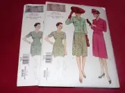 VOGUE VINTAGE #2636-ORIGINAL 1940 DESIGN-LADIES JACKET-DRESS PATTERN 6-10 FF