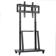 Fin Adjustable Tv Cart Floor Stand Mount Rolling Trolley For 32- 100'' Tv W/ Wheels