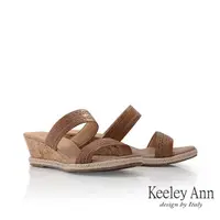 在飛比找momo購物網優惠-【Keeley Ann】MIT一字雙帶楔型拖鞋(棕色3311