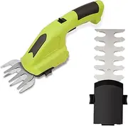 Cordless Grass Shear, Bush Trimmer, 2 in 1 Hedge Trimmer, Hand Held Trimmer with 2 Switchable Blades for Shrub, Garden, Grass or Lawn Cultivation, Battery & Charger Included