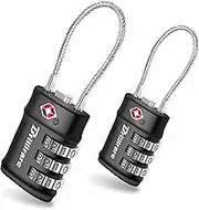 2 Pack TSA Approved Luggage Locks, Combination Travel Cable Lock, 3-Digit Waterproof Padlock, Zinc Alloy Outdoor Keyless Resettable Lock for Travel, Lockers, Bags, Backpack, Gym, Gate-by BRILLIRARE