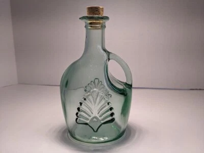 Retired Libbey Glass Heavy Green Recycled Glass Embossed Shell 7" Vintage