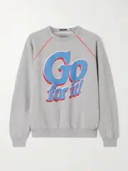 [Mother] Mother - The Biggie Concert Printed Cotton-jersey Sweatshirt - Gray - x large x large Gray