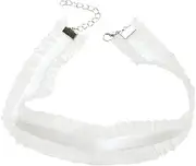 [Feelontop] Gothic 90s White Lace Elastic Punk Tattoo Choker Necklace Halloween Accessories (White)