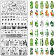 Whaline 6 Pieces St. Patrick's Day Nail Art Stamping Plates Kit Lucky Shamrock Rainbow Image Stamp Templates Irish Nail Art Plates for St. Patrick's Day DIY Print Manicure Salon Design Gift