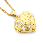 9ct Gold Two Tone 15mm 'i Love You' Heart Locket