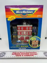 Vintage Galoob Micro Machines City Scenes Fire Station With Vehicles NewInv-0672