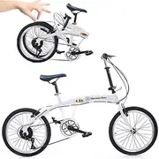 Mountain bike outdoor folding bike Outdoor unisex folding bicycle adult mini light alloy adjustable handlebar city bicycle men and women shopping cycling sports fashion white folding bicycle double di