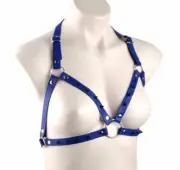 LIMITED EDT Deluxe Hot Blue Spiked Dominatrix Leather Bra Harness Har19Blu