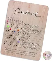 VIVIMAGIS Phase 10 Score Board,2025 New Wooden Phase 10 Game Scoreboard,Phase Phase 10 Score Sheets with 8 Colored Pegs,Classic Family Adults Board Card Games Night Table Score Boards(1 PC)