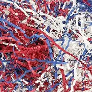 Crinkle Cut Paper Shred Filler for Gift Wrapping, Shredded Paper for Basket Filling,Mixed Colors Gift Box Filler for Easter, Birthday, Christmas, Thanksgiving, Wedding, Mother's Day(Blue&Red&White)