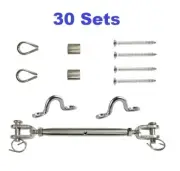Stainless Steel Wire Rope DIY Balustrade Kits Jaw Jaw 7X7Swages Thimbles Qty 30