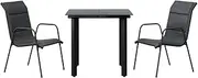 3-Piece Outdoor Dining Set Garden Patio Bistro Chairs Table Setting Steel Black