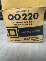 4 PACK QO220 Square D circuit breaker 20A, 120/240VAC, 10kA, plug in mount