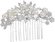 MERRYHAPY Wedding Hair Combs Set Pearl Crystal Bridal Accessories for Women Girls