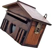 WEKADRIN Wall Mount Wooden Letter Box Vintage Style Suggestion Post Box for Outdoor Use Creative Design for Home Office Easy Installation Practical Mail