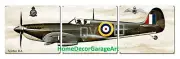 Spitfire Aircraft Airplane, Triptych Flat Metal Sign, Aviation Garage Art