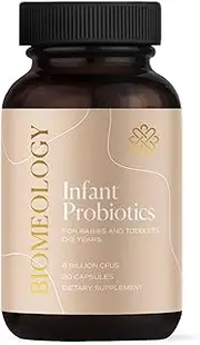 Biomeology Infant Probiotic Powder With Organic Ingredients - 12 Strains For Babies & Toddlers - Supports Digestive, Gut, and Immune Health - Relief For Baby Colic, Constipation & Reflux (30 Capsules)
