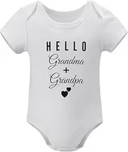 [WOOYONGING] Hello Grandma +Grandpa Neutral Baby Outfit Short Sleeve Baby Girls Outfits White 6 Month Onsies