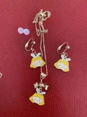 Children Alice In Wonderland Jewelry Set, Girls Cartoon Clip On Earring Necklace