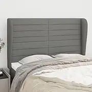 Headboard with Ears Dark Grey 147x23x118/128 cm Fabric,Headboards & Footboards-3118095