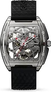 [Generic] CIGA Design Skeleton Watch Z Series Titanium Automatic Mechanical Wristwatch Sapphire Tonneau Analog Men's Watches 3ATM Waterproof with Removable Silicone and Leather Strap Unisex Steampunk Gift