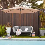 Oasis Outdoor Umbrella 3.5m Cantilever Garden Parasol Aluminium Stand Beige