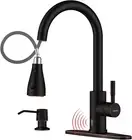 Touchless Bronze Kitchen Sink Faucet with Pull down Sprayer and Soap Dispenser,
