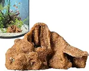 ETUCYNG Snake Shelter,Aquarium Decor Rock Tortoise Shelter for Lizards | Resin Landscape Basking Area Multi-Functional Decorative Fish Tank Accessories for Turtles Shrimp Amphibians