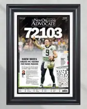 2018 Drew Brees New Orleans Saints Record Breaking Framed Front Page Newspaper P