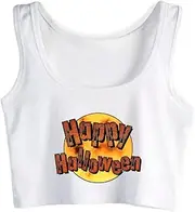 [dbary xuda] Happy Halloween Spider Web Graphics Sexy Crop Top Girl's Spooky Season Tank Tops Street Fashion Gothic Camisole