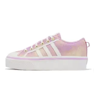 【adidas 愛迪達】休閒鞋 Nizza Platform W 女鞋 白 粉紫 厚底 增高 愛迪達 運動鞋(GY9476)