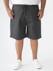 Big Mens Elastic Waist Charcoal Shorts