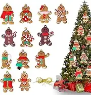 12pcs Gingerbread Man Ornaments for Christmas Tree, Gingerbread Figurines Ornaments, 3 Inch Christmas Ornaments Hanging Christmas Tree Ornaments, Holiday Party Decorations