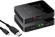 4K HDMI Splitter 1 in 2 Out Video Duplicator Full HD 3D Monitor USB Power Ideal for PS3, Xbox, DVD, Blu-Ray, Set Top Box (1PCS)